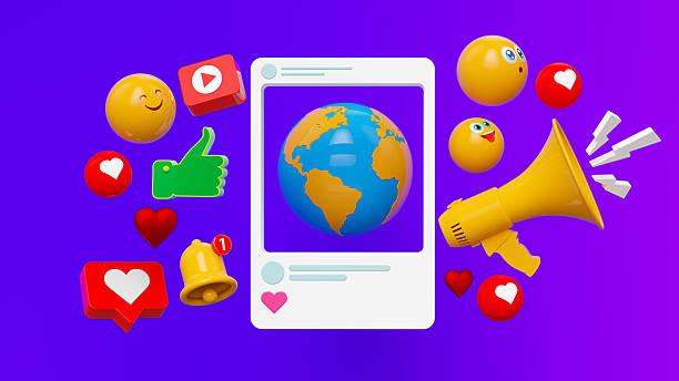 istock Purple Social Media Globe Concept 2206651274