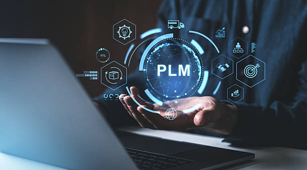 istock Person holding PLM hologram on laptop. 2206652479