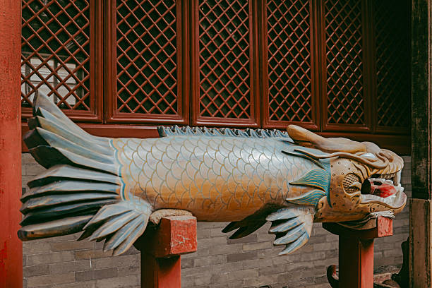 Chinese Buddhism Temple Dragon Fish Decorate