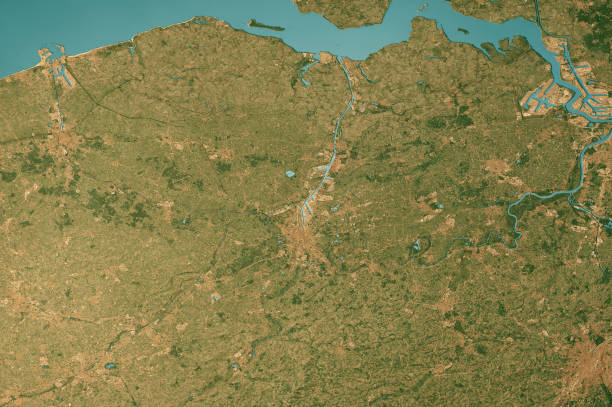 istock Ghent Satellite Topographic Map 3D Render True Color 2206654443