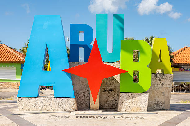 istock Vibrant Aruba Sign with Clear Blue Sky 2206654524