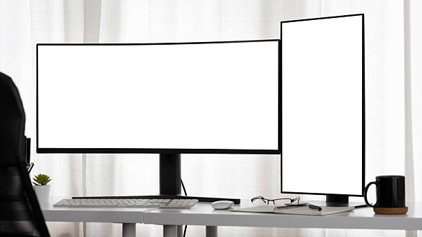 istock Ergonomic workspace setups, highlighting the benefits of dual monitors for increasing productivity and creating an efficient work environment 2206654700