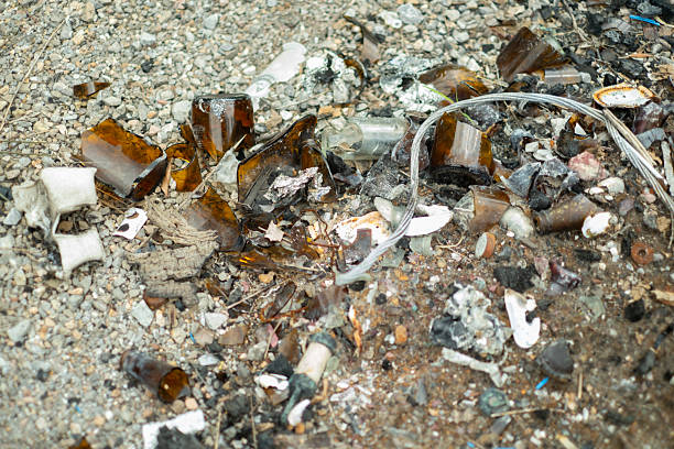 Broken glass and leftover debris are hazardous.