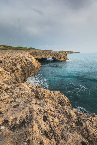 istock Rough, limestone cliff-lined north west coast landscape, Curacao 2206663145