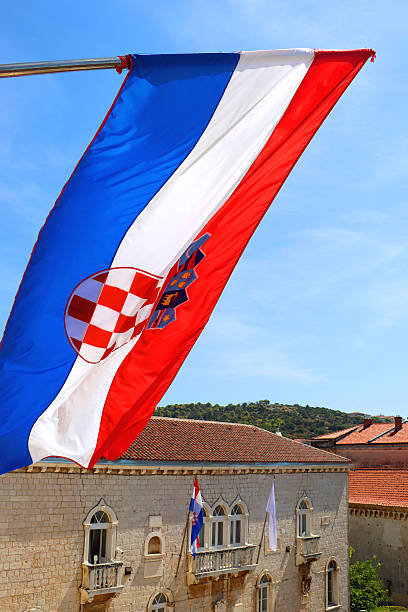 istock Croatian Flag In Trogir 2206666609