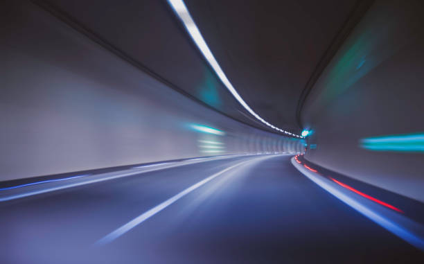 istock Modern tunnel with dynamic lighting creates an intriguing atmosphere during night travel 2206670591