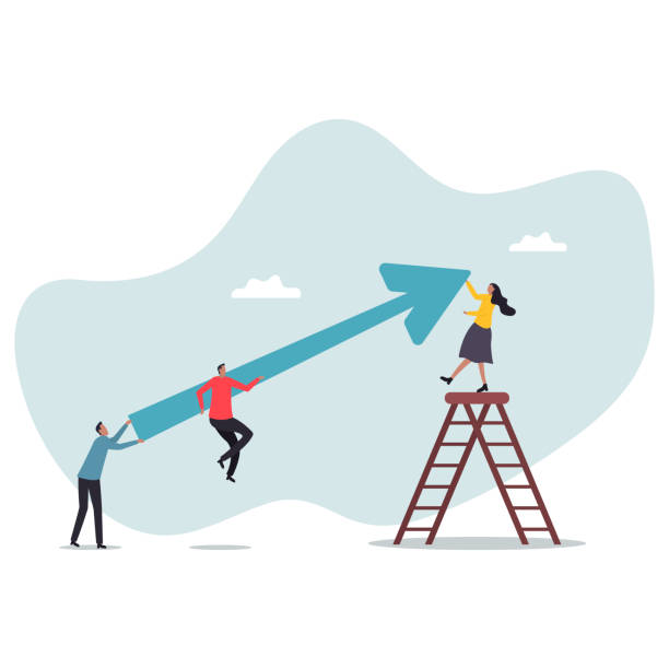 istock Business improvement or development plan to grow profit, team and community to help improve process for success .character for design. 2206672974