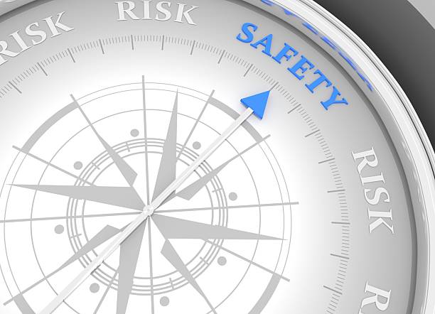 istock The needle of compass points to the word safety ignoring the words risk. Risk avoidance, reduction and management. 3D render 2206674460