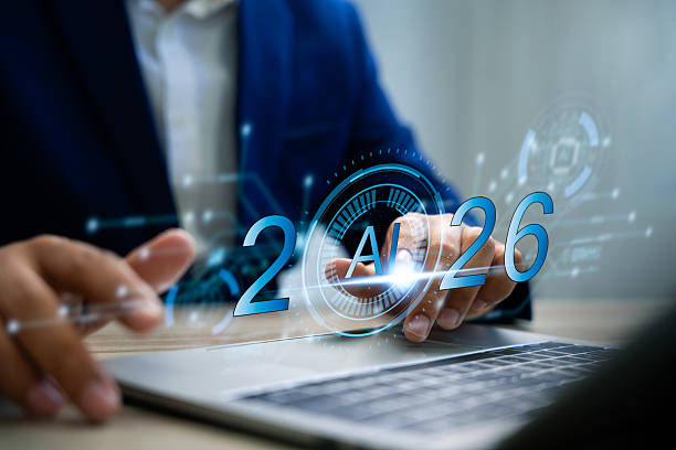 istock AI driven business transformation in 2026, Artificial intelligence for business, Businessman use AI technology, Predict future trends, Analyze global economic data for long term strategic planning. 2206675200