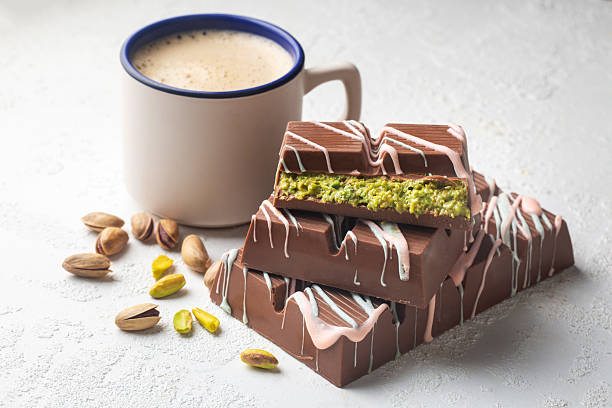istock Dubai chocolate, milk chocolate filled with peanut butter and kunefe 2206676700