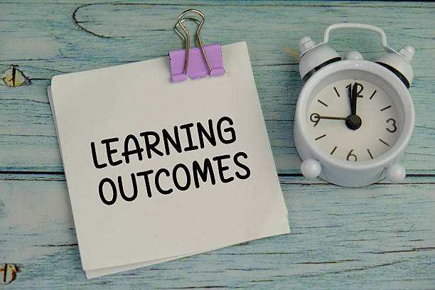 istock text of LEARNING OUTCOMES on white notepad beside alarm clock 2206676765