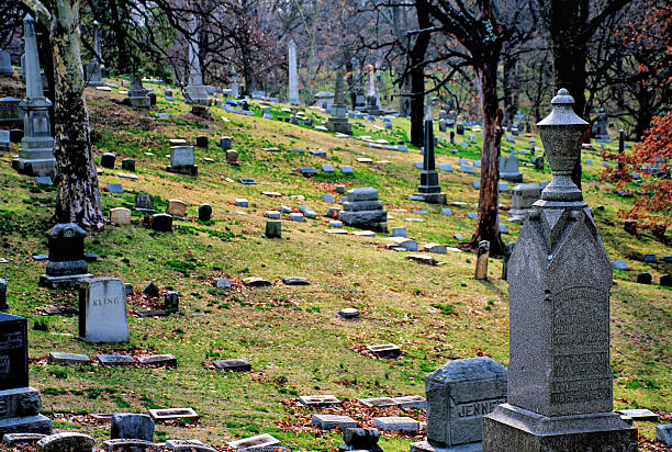 Doubleday Hill - Civil War's national monument, Williamsport, Maryland, USA. Two girls walking through the historic cemetery.