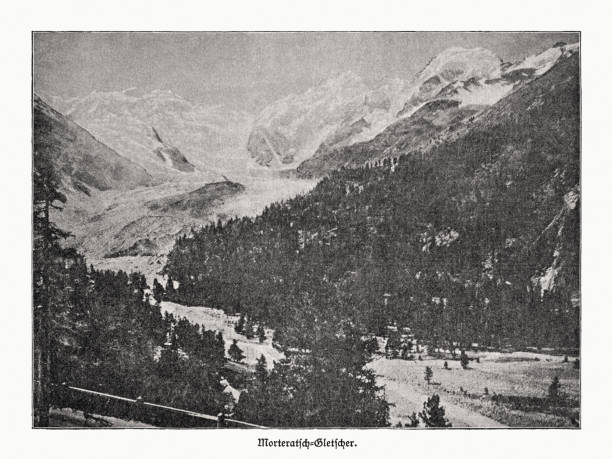 istock Historical view of the Morteratsch Glacier, Graubunden, Switzerland, halftone, 1895 2206678249