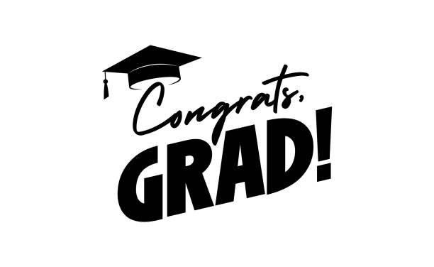 istock Congrats grad message with graduation hat icon. Congratulations card design for graduates. 2206678669