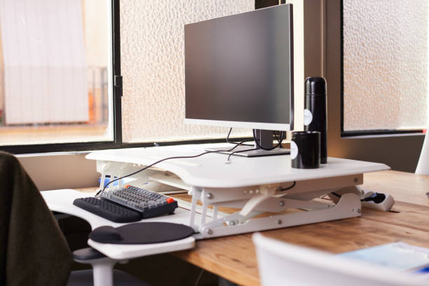 istock Standing up desk at the office 2206684155