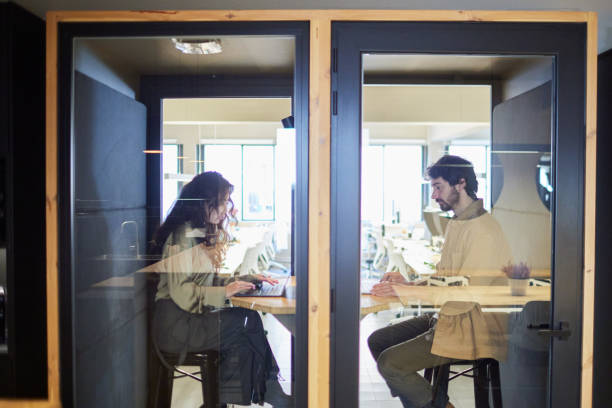 istock Working on a soundproof cabin at the start-up office. 2206685405