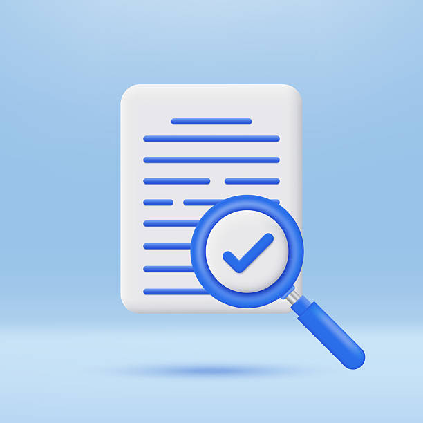 istock 3D Document with Magnifying Glass and check mark icon. Report symbol. Inspecting sign. Search and analyze data. Minimalist cartoon icon. 3D vector render illustration. 2206688211