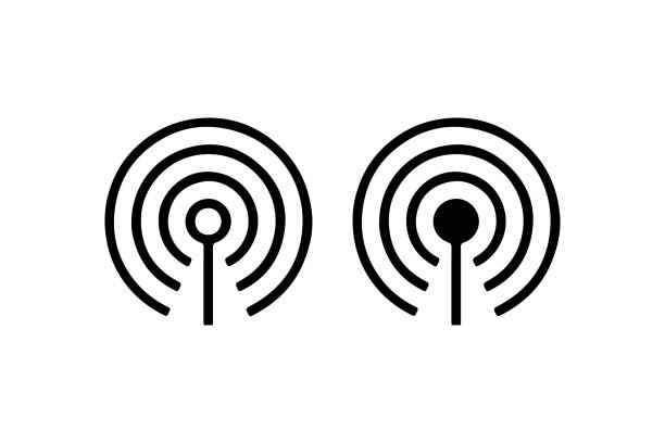 stockillustraties, clipart, cartoons en iconen met wireless signal tower icon with waves vector - frequentie