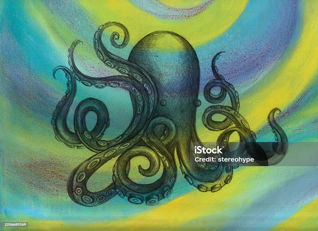 Octopus Graphite Deep Sea Octopus Stock Illustration - Download Image Now - Algae ...