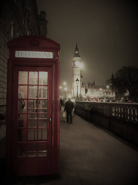 The original red telephone booth in London close to Big Ben.