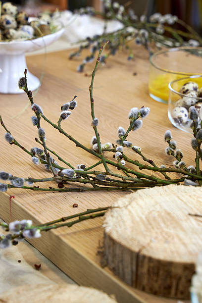 istock Top view of willow, quail eggs and hay, ingredients for making an Easter wreath 2206701846