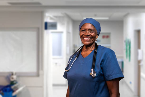istock Smiling nurse standing confidently in hospital hallway 2206705029