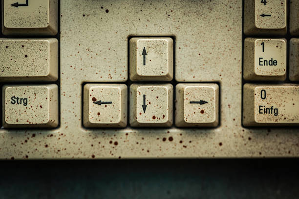 A close-up shot of the keyboard of an antique typewriter.
