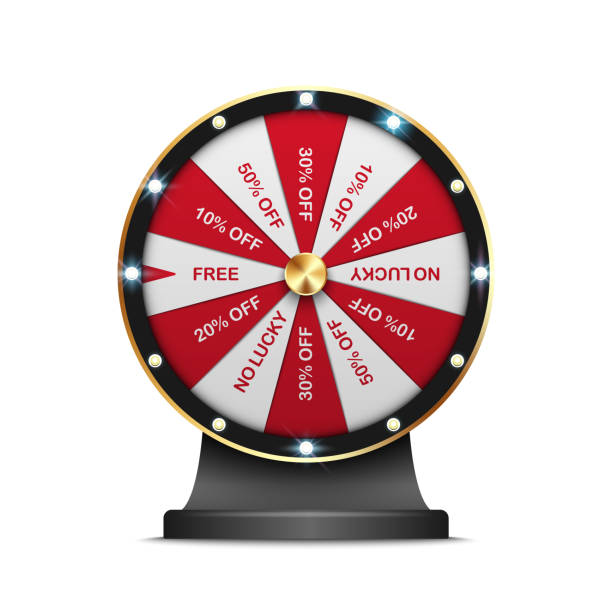 istock Luxury spinning fortune wheel, lucky roulette, online promotion events, vector illustration 2206707465
