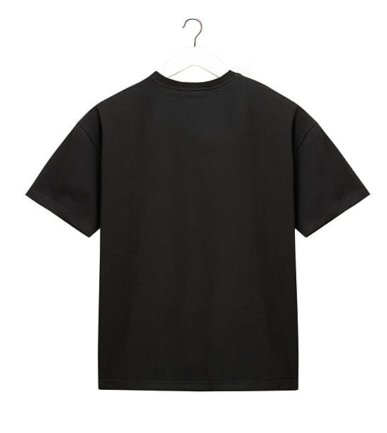 istock Black t-shirt back side empty logo space isolated on white. 2206720927
