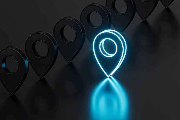 A digitally generated image featuring a glowing map pin placed on a dark background, symbolizing travel, exploration, and destination finding. This sleek and modern design represents digital navigation, geolocation, and the excitement of discovering new places, making it ideal for travel, tourism, and location-based services.