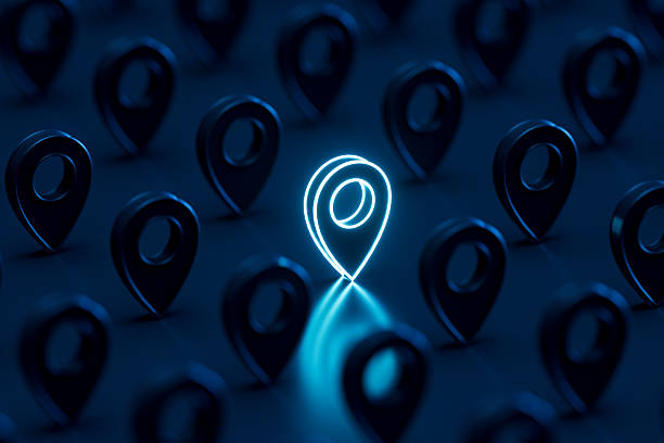 A digitally generated image featuring a glowing map pin placed on a dark background, symbolizing travel, exploration, and destination finding. This sleek and modern design represents digital navigation, geolocation, and the excitement of discovering new places, making it ideal for travel, tourism, and location-based services.