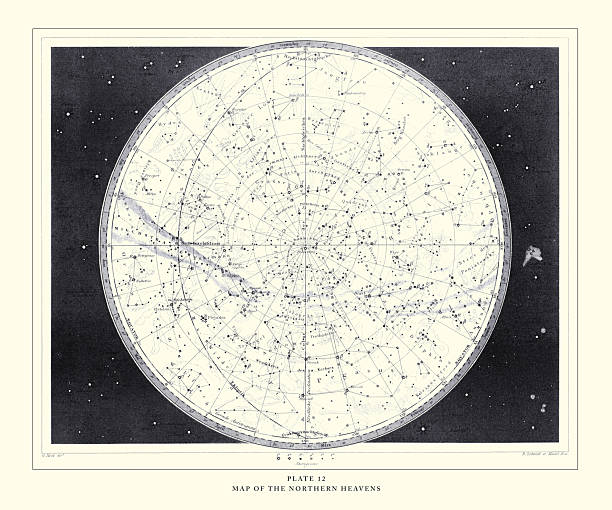 Map of the Northern Heavens Engraving Antique Illustration, Published 1851. Source: Original edition from my own archives. Copyright has expired on this artwork. Digitally restored.