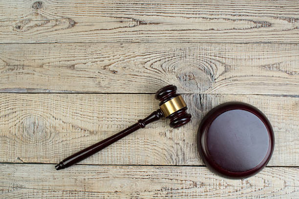 istock Law concept . referee gavel on a wooden background. 2206730397