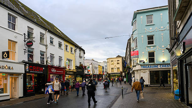Galway, Ireland- Oct 8, 2024: The quiet streets in the city in evening time.
