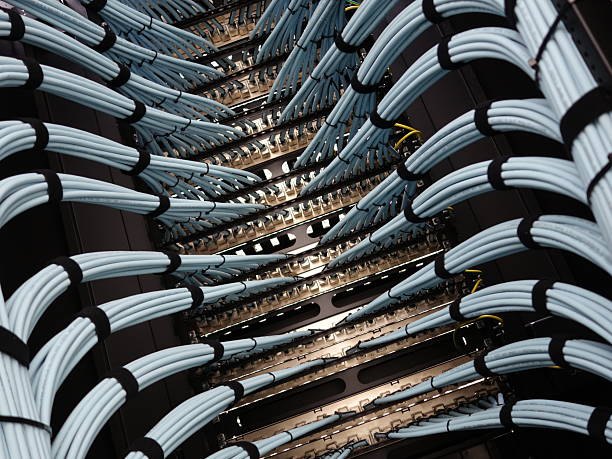 istock Intricate Arrangement of Network Cables in Data Center Equipment 2206740695