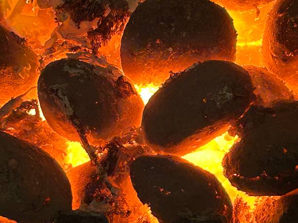 istock Hot coal embers from a log burner, Up close picture 2206744574