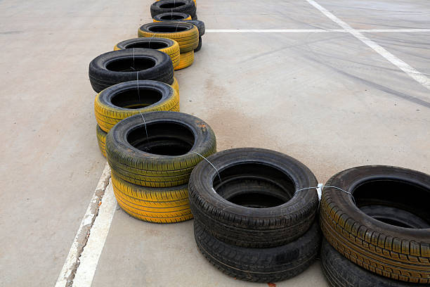 istock Automobile tires in karting 2206747177