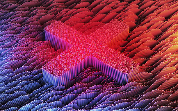 Cross Checkmark Icon on Futuristic Abstract Digital Background
