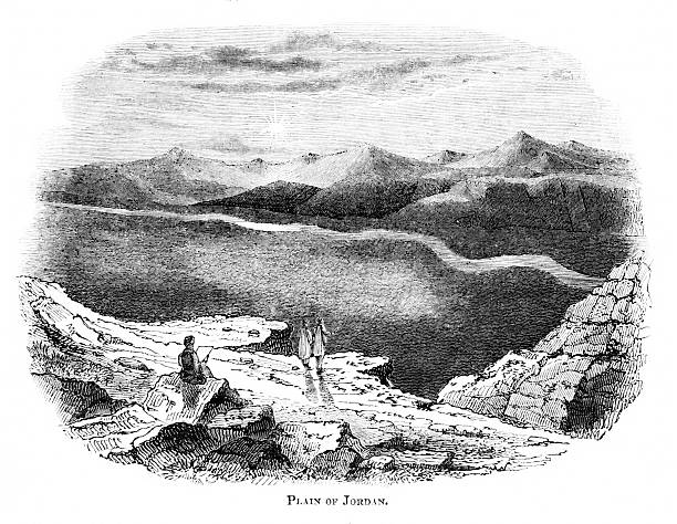 The Plain of Jordan is a circle, or kikkar, which ends where the Jordan River flows into the Dead Sea.in Jordan in the  Middle East. Edom, where Esau settled, is southeast of ancient Israel/Judah, now Jordan. Illustration published in 1836. Copyright expired; artwork is in Public Domain.
