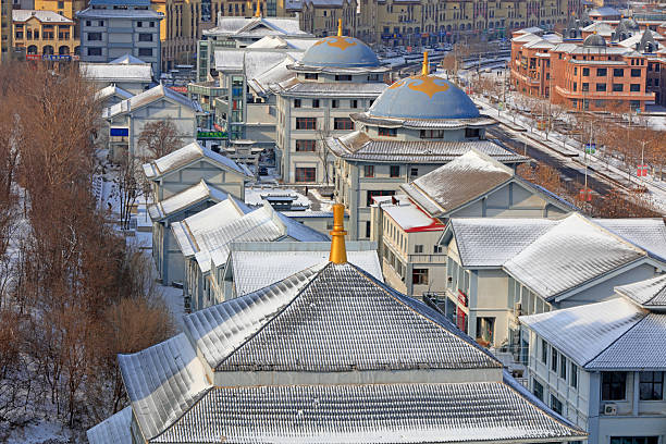urban architectural landscape in the snow, china