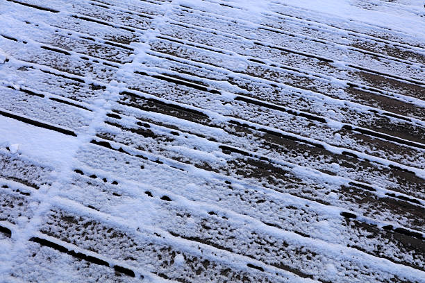 wooden platform covered with snow