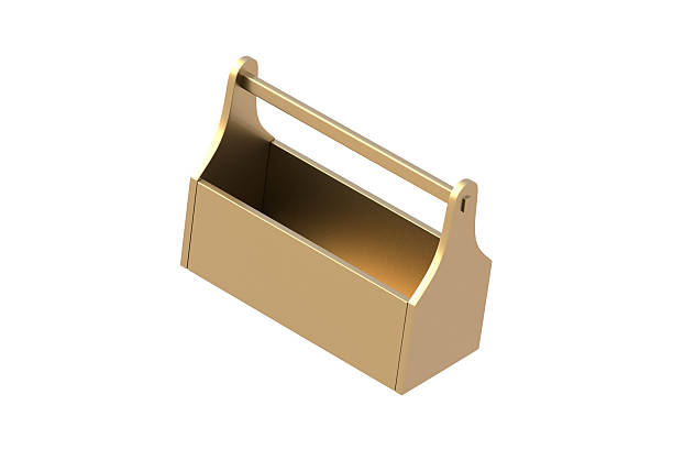 istock Golden old toolbox isolated on white background. 3d render 2206758118