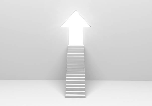 Light from open door arrow with stairs, business concept