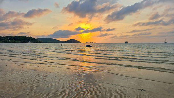 Sunset view over tranquil waters of Koh Mak Island, Thailand