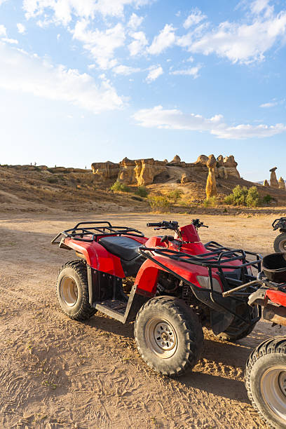 istock Red quad bikes parked on dusty trail in Cappadocia, Turkey 2206770720