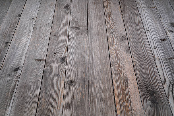 Floor with old gray wooden panels