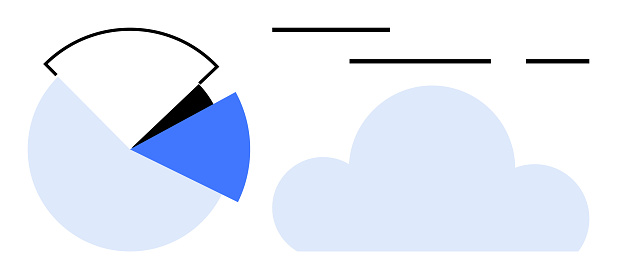 Pie Chart And Cloud Computing Elements Illustrating Data Analysis And ...