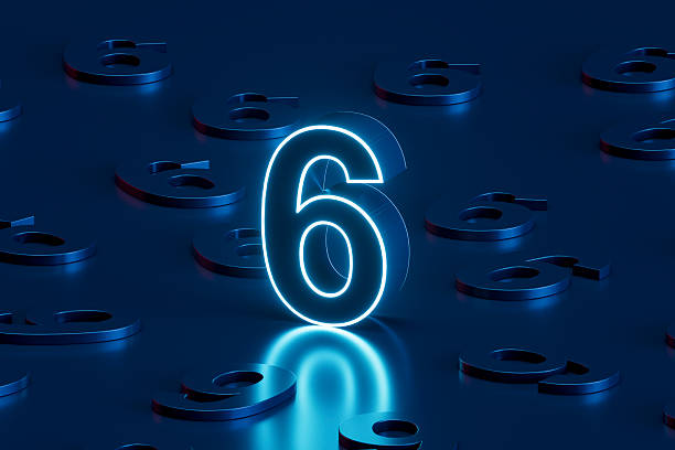 istock Number 6 with glowing neon lighting on black background 2206780895