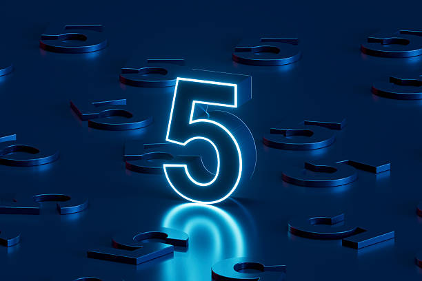 istock Number 5 with glowing neon lighting on black background 2206780906