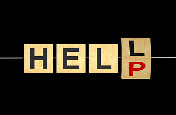 istock Wooden block cube flipping HELL to HELP 2206781706